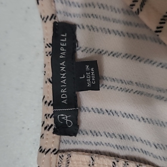 Adrianna Papell Light Pink & Black Striped Sleeveless Top size Large - Picture 3 of 7